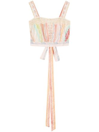 Hayley Menzies broderie lace cotton crop top - Pink