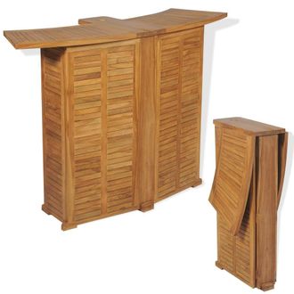 Berkfield Home Folding Bar Table 155x53x105 cm Solid Teak Wood in Brown | Size: 155 x 53 x 105 cm