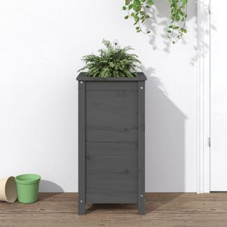 vidaXL Jardinera Madera Maciza De Pino Gris 40x40x78 Cm Vidaxl