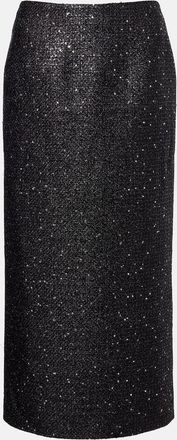 Carolina Herrera Sequined lam&eacute; tweed pencil skirt