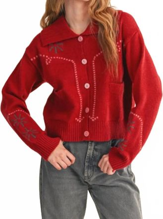 Merci Danville Sweater Cardigan In Cherry Mauve