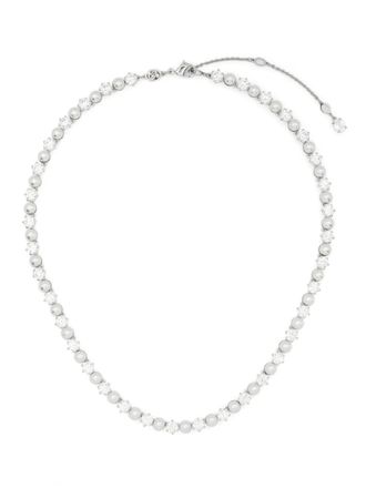 Swarovski Matrix Tennis necklace - women - Swarovski Crystal/Swarovski Crystal Pearl/Brass - One Size - Silver