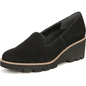 Vionic Womens Vionic Willa I7294L1001 Loafer Black Suede Slip On Wedge Heel HAWK983