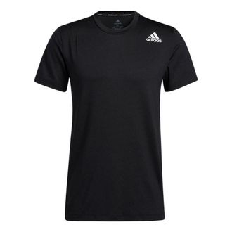 adidas Mens adidas Solid Color Alphabet Logo Round Neck Pullover Sports Short Sleeve Black T-Shirt GU6388
