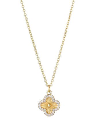Adornia Adornia 14K Plated Cz Button Clover Halo Necklace