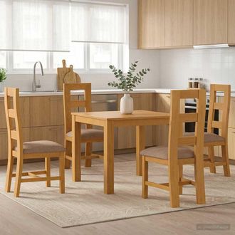 vidaXL Vidaxl Set Da Pranzo 5 Pz Grigio Legno Di Quercia Massello