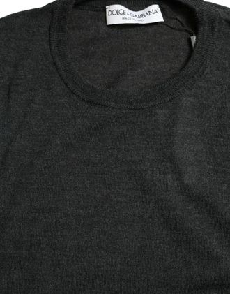 Dolce & Gabbana Gray Wool Round Neck Pullover Mens Sweater