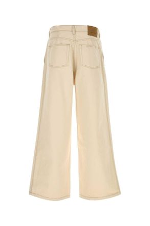 Ami Mens Ivory Denim Wide-Leg Jeans Offwhite Exterior: Cotton Pantaloni