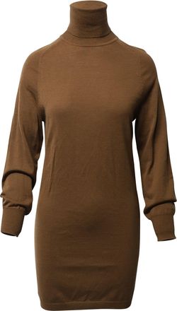 Sandro Turtleneck Knitted Dress in Brown Wool