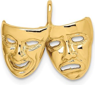 Diamond2Deal 14k Yellow Gold Polished Comedy/Tragedy Theater Masks Pendant