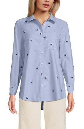 Lands End Oxford Shirt in Soft Sky/deep Sea Floral at Nordstrom, Size X-Large P