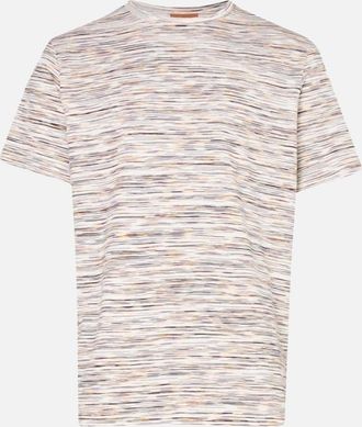 Missoni Mens Missoni Short Sleeve T-Shirt White And Orange Space Dyed - Grey - Size: 38