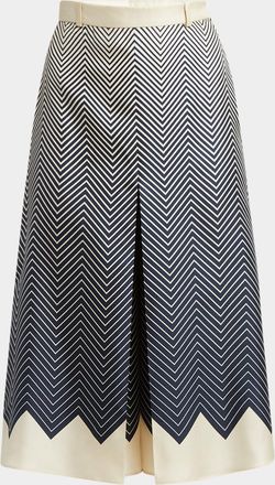 Valentino Garavani Optical Degrade Chevron Silk Twill Skirt Pants