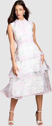 Coast Floral Tiered Midi Dress in Ivory at Nordstrom, Size 10