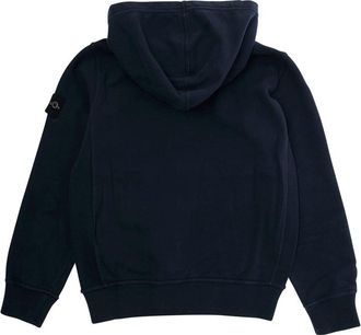 Stone Island Boys Blue Cotton Sweatshirt With Logo Patch Hoods & Sweatshirts