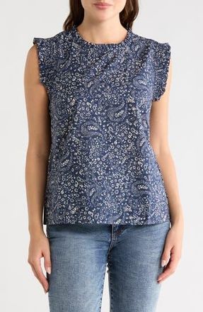 Daniel Rainn Smocked Ruffle Tank in Blue at Nordstrom Rack, Size X-Large