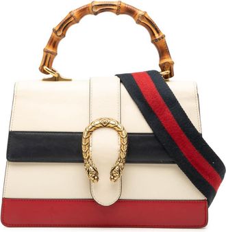 Gucci Pre-owned Gucci Medium Leather Bamboo Dionysus Web Satchel 448075 525040
