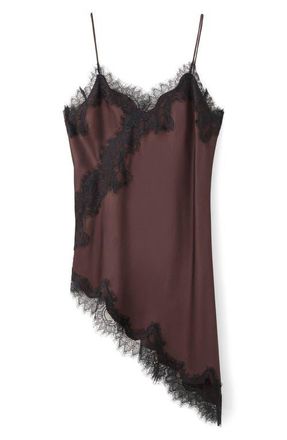 Mango Lace Asymmetric Camisole Dress in Burgundy at Nordstrom, Size Medium