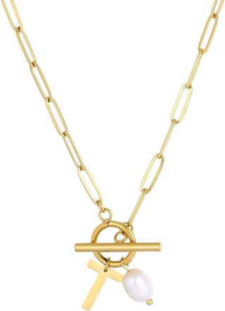 Adornia Adornia 18K Plated Stainless Steel 7Mm Pearl Necklace