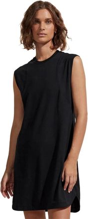 Varley Varley Naples Shift Dress Womens Black Stretch Relaxed Fit Sleeveless RED815