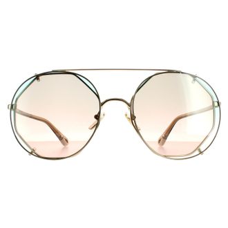 Chloé Chloe Round Dames Gold Green Gradient Ch0041s