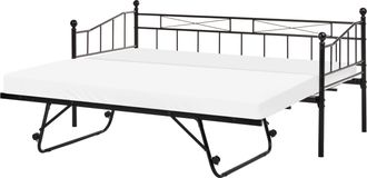 Beliani Cama Nido Individual De Metal 90 X 200 Cm Con Cama Extra Negro Louannec