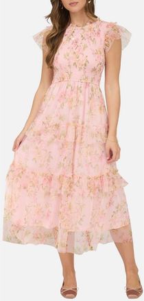 Blu Pepper Floral Smocked Tiered A-Line Dress in Pink Multi at Nordstrom Rack, Size Medium