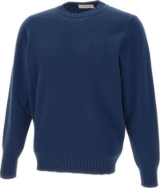 FILIPPO DE LAURENTIIS Filippo De Laurentis Sweaters Blauw - Heren - Ronde hals truien - Blauw - XL - Wol - Truien & Vesten