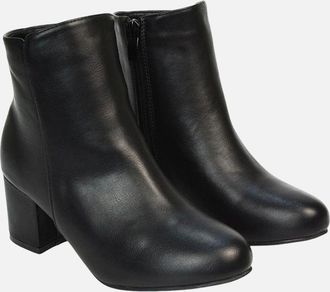 XY London Womens XY London Womens/Ladies Saffy Zip Mid Block Heel Ankle Boots - Black - Size: 8