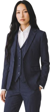 TruClothing Womens Navy Pinstripe 3 Piece Tailored Fit Formal Suit - TPW-3