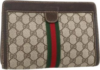Gucci Pre-owned Clutches, female, Multicolor, Size: ONE SIZE Pre-owned Vintage GG Canvas PVC Leather Clutch