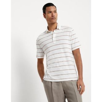 Brunello Cucinelli Mens Panama Cigar Striped Linen Cotton Shirt, Size XS