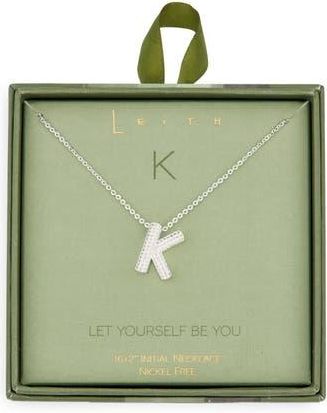 Leith Pavé Cubic Zirconia Initial Pendant Necklace in K- Clear- Silver at Nordstrom Rack