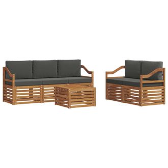vidaXL Juegos De Sof&aacute;s Con Coj&iacute;n 6 Pcs Natural Y Antracita Vidaxl