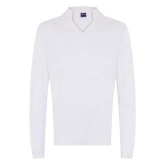 Fedeli V-neck Knitwear, male, White, Size: L Long Sleeve Polo Sweater