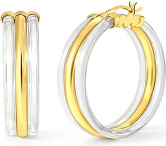 Gold & Honey Womens Ridge Lucite Hoop Earrings In Clear