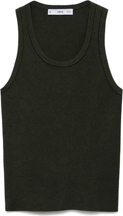 Mango Rib Tank in Khaki Green at Nordstrom, Size Xx-Small