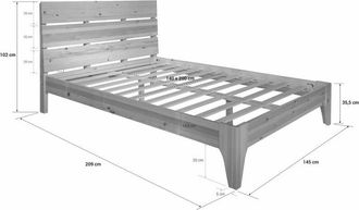 Homestyle Letto piazza e mezzo in legno massiccio Natur con rete a doghe