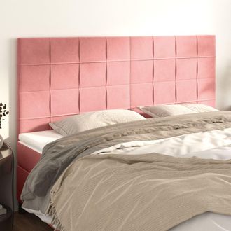 vidaXL Cabeceros 4 Unidades De Terciopelo Rosa 100x5x78/88 Cm Vidaxl
