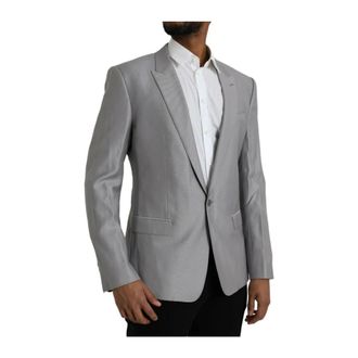 Dolce & Gabbana Formal Blazers, male, Gray, Size: XL Classic Fit Suit Jacket