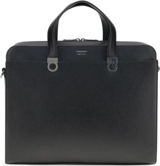 Ferragamo Gancini Business Handbag - Heren - Laptoptassen - Zwart - ONE Size - Leer - Tassen