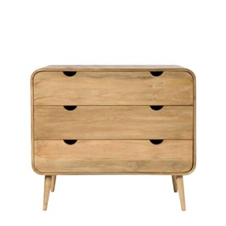 Decoclico C&oacute;moda de madera de mango beige 3 cajones