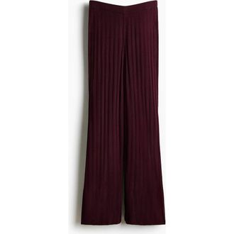 H&M Pointelle-knit Trousers in Burgundy at Nordstrom, Size Xx-Large
