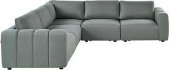 Beliani Modular Right Hand Sofa Green Fabric Sectional Corner Couch Modern Living Room KIVVIK