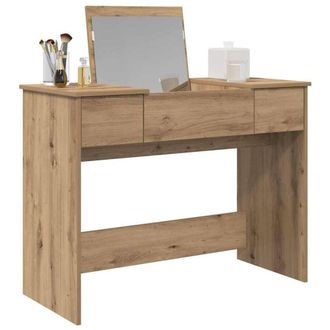 Berkfield Home Gorgeous Dressing Table with Mirror Artisan Oak 100x45x76 cm in Beige | Size: 100 x 45 x 76 cm