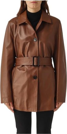 Max Mara Dames, Jassen, Bruin, Maat: M Leer