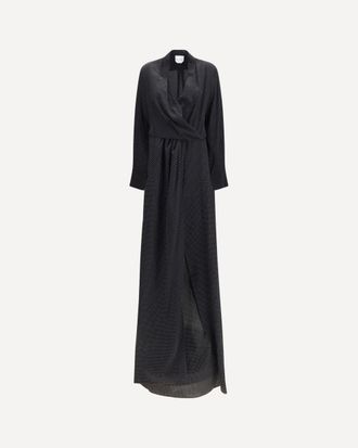 SA SU PHI Criss Cross polka-dot silk crepe de chine long Dress Female 40