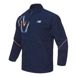 New Balance Graphic Impact Run Jacket Asia Sizing Blue Multi AMJ21265-ECL