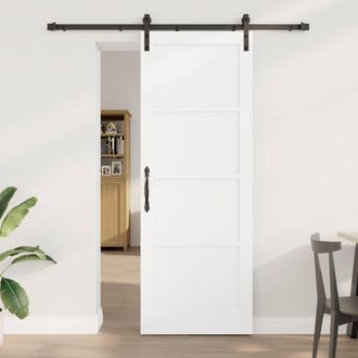 Berkfield Home Sliding Door with Hardware Set White 78x211 cm Solid Wood Pine