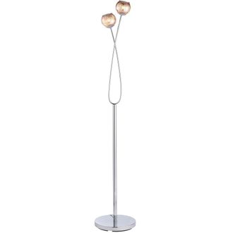 Loops Twin Light Floor Lamp Chrome & Glass Free Standing Modern Lounge Base Holder in Clear